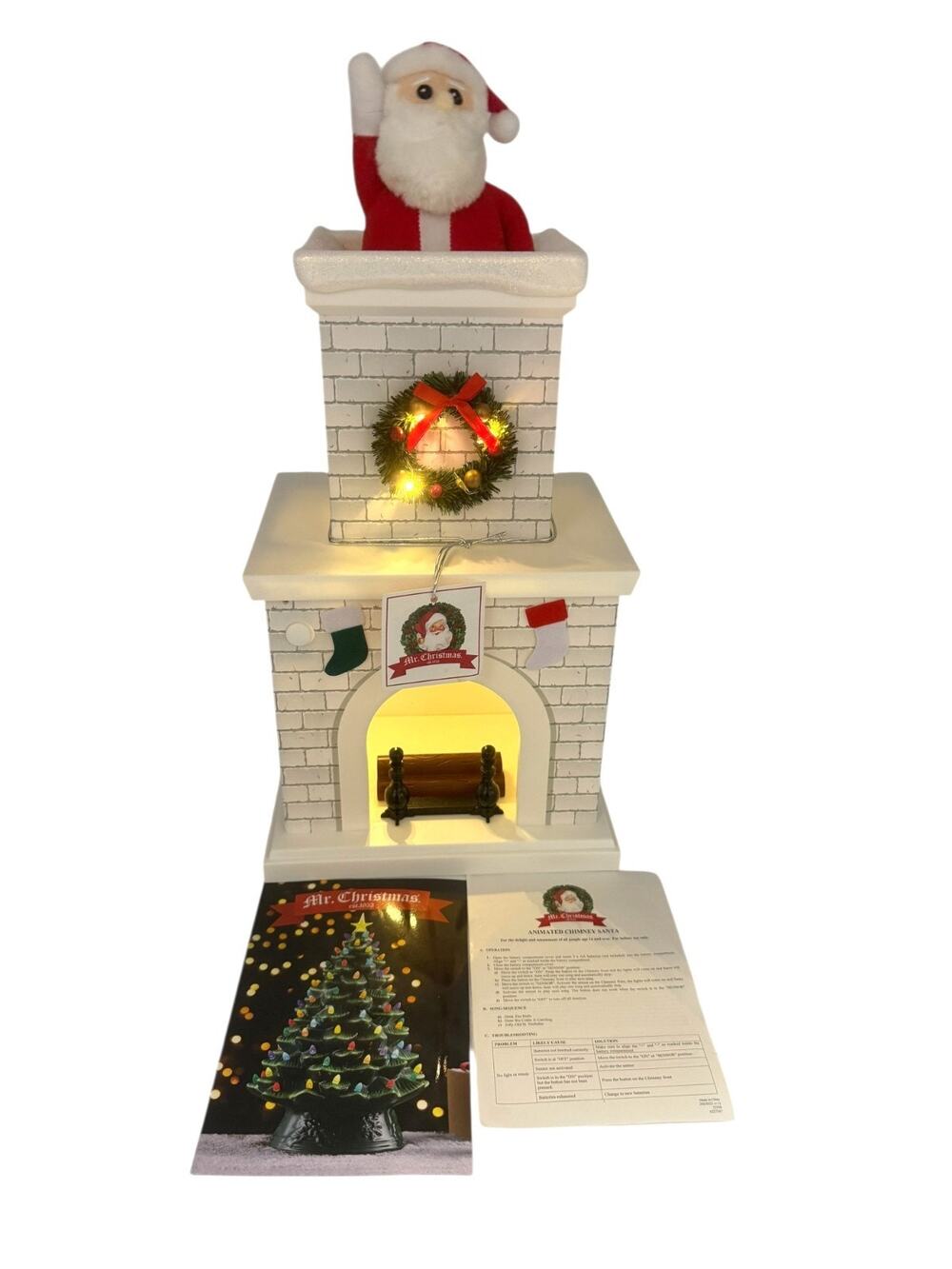 MR. CHRISTMAS Animated Santa White Chimney Motion Activated Musical SEE VIDEO
